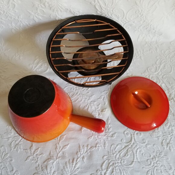 Le Creuset Fondue Pot Enamel Cast Iron With Base Vintage - Picture 6 of 10
